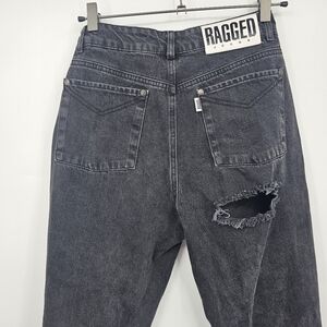 Ragged Jeans Women’s Black High Rise Mom Jeans Size 28 Distressed Back Hole